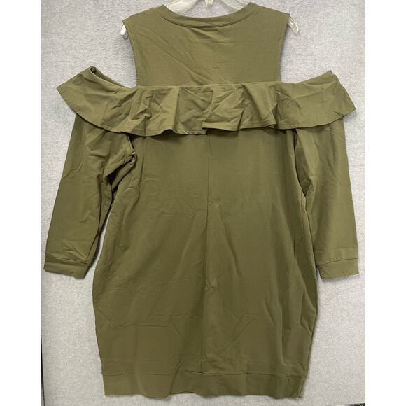 NEW Torrid Cold Shoulder Olive Green Ruffles Sweater Dress Size 2X - Picture 3 of 6